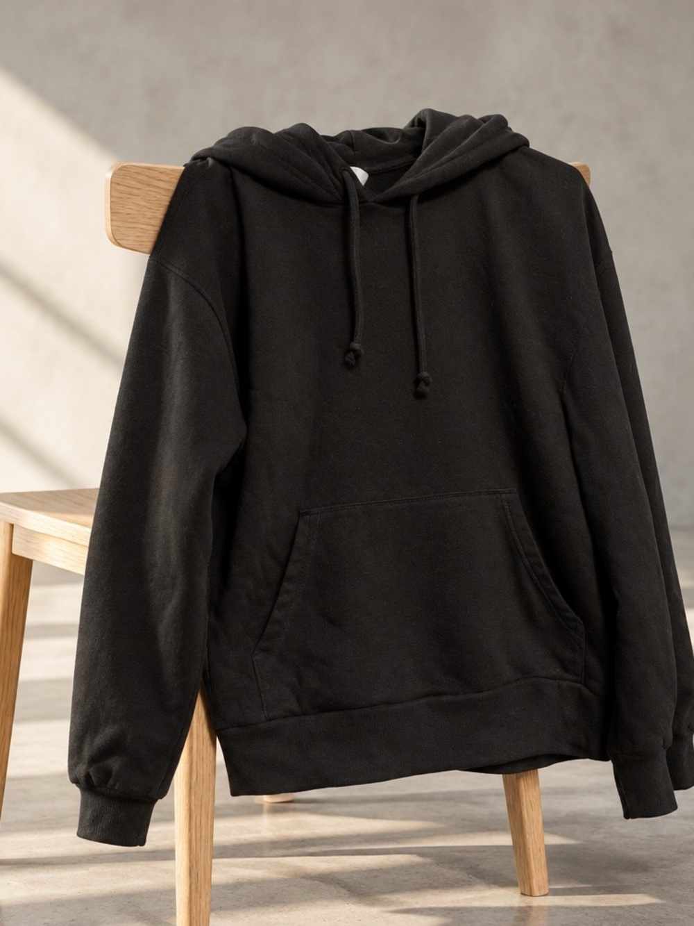 Women's Black Pullover Hoodie with Kangaroo Pocket
